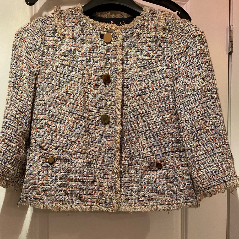 Tory Burch tweed blazer 3/4 sleeves